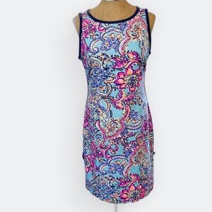 LILLY PULITZER Francesca Aqua Bait & Switch Sleeveless Sheath Dress size Large